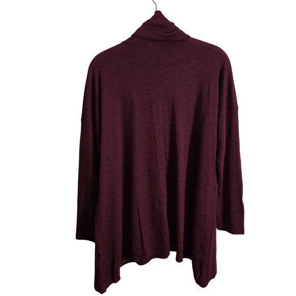 Eileen Fisher 100% Merino Wool Cowl Neck Assymetric Hem Tunic Sweater Size S - Picture 3 of 5